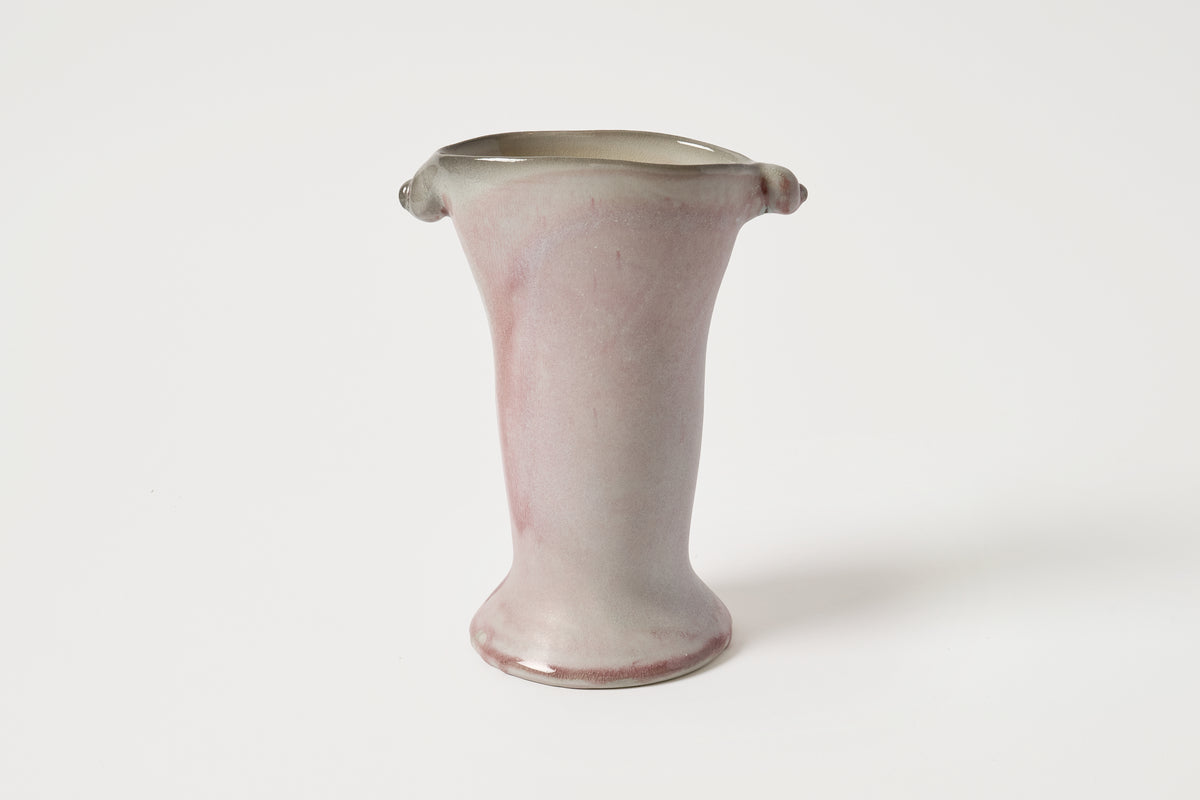 fan shaped vase in pink glaze