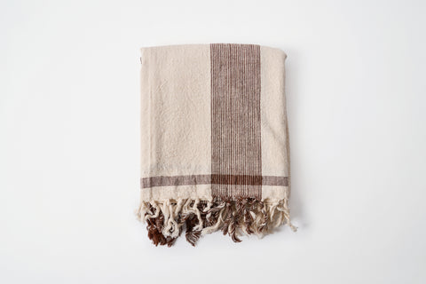 Natural Brown Side Stripe Bath Towel