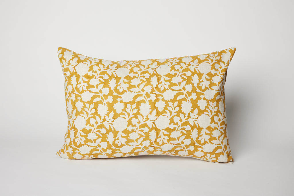Tina Hand Block-printed Linen Pillow