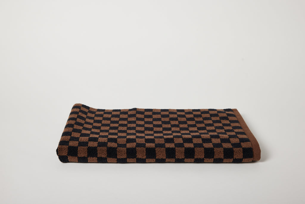 Organic Cotton Bath Mat in Tabac/Noir