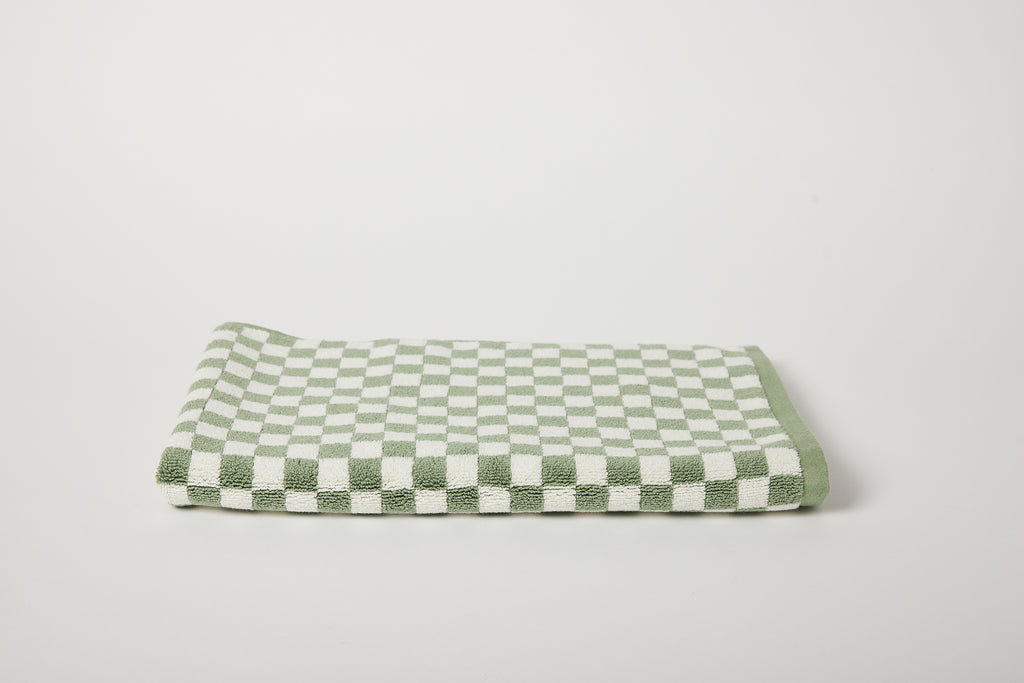 Organic Cotton Bath Mat in Sage/Chalk