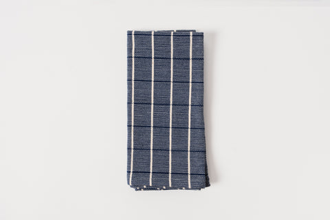 TPE 100% Cotton Navy w Natural Grid Napkin