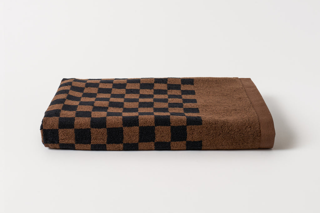 Organic Cotton Pool Towel in Tabac/Noir