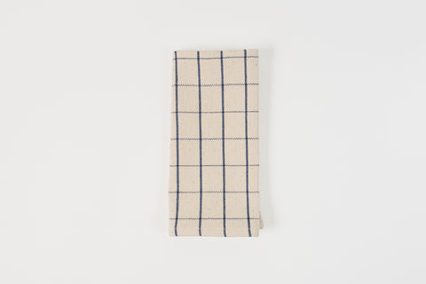 TPE 100% Cotton Natural w Navy Grid Napkin