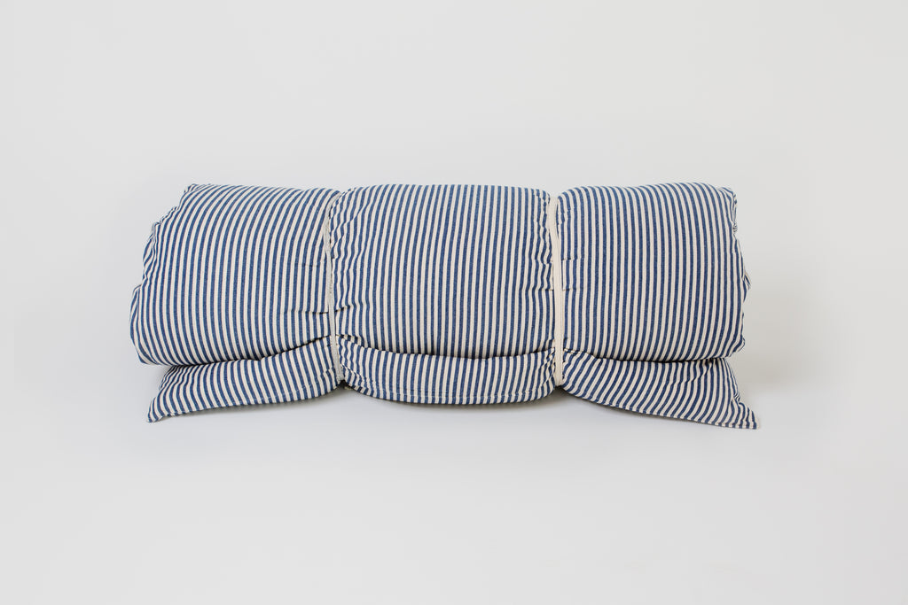 Navy Blue Off White Stripe Mattress with removable cover
