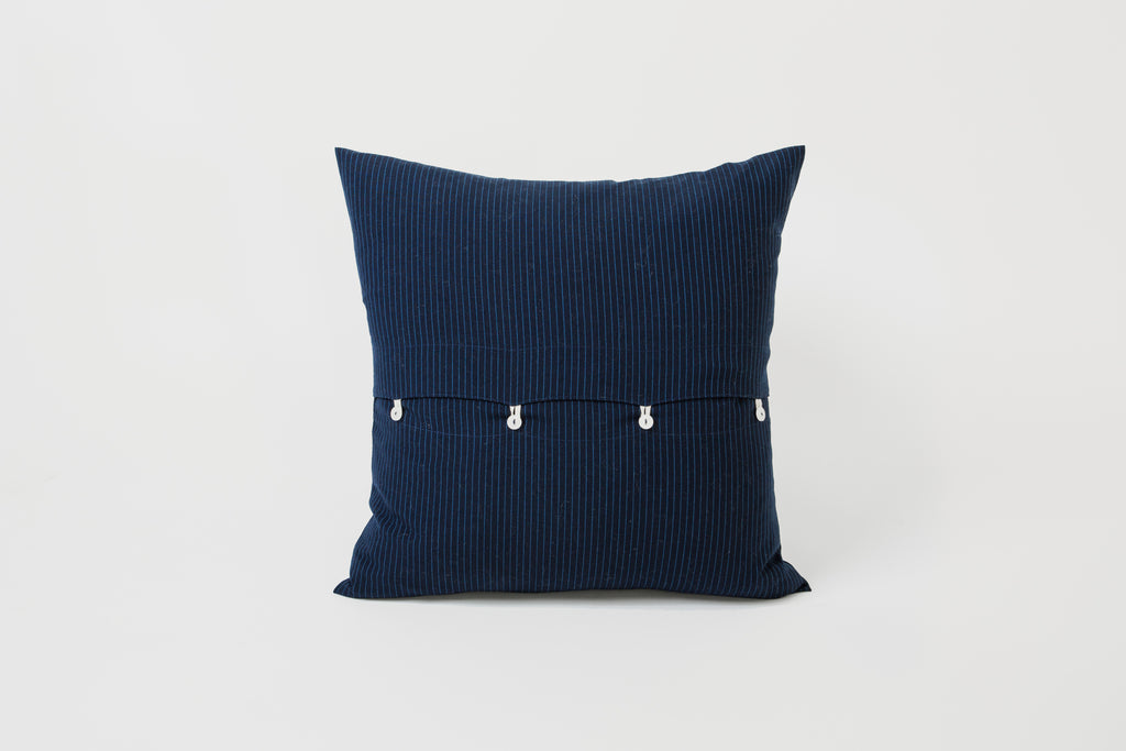 Navy Pinstripe Vintage Cloth 18 x 18 Pillow