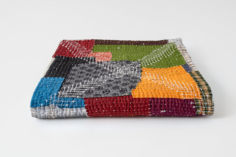 Multi Patchwork Khadi 50" x 60" Khadi Throw C.