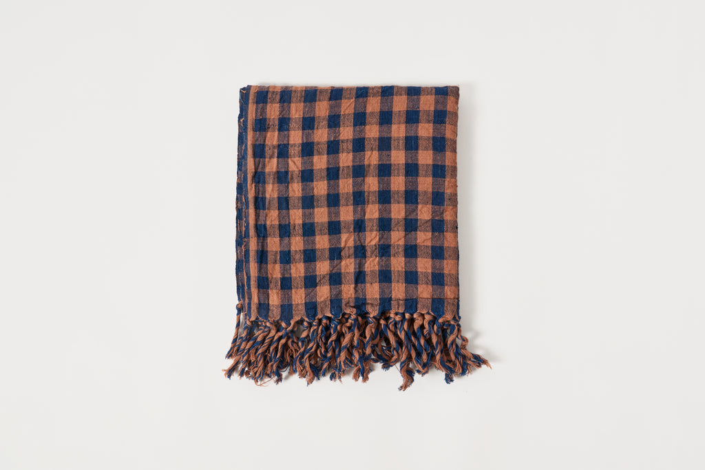 Indigo / Brown Kitchen Towel - Gingham