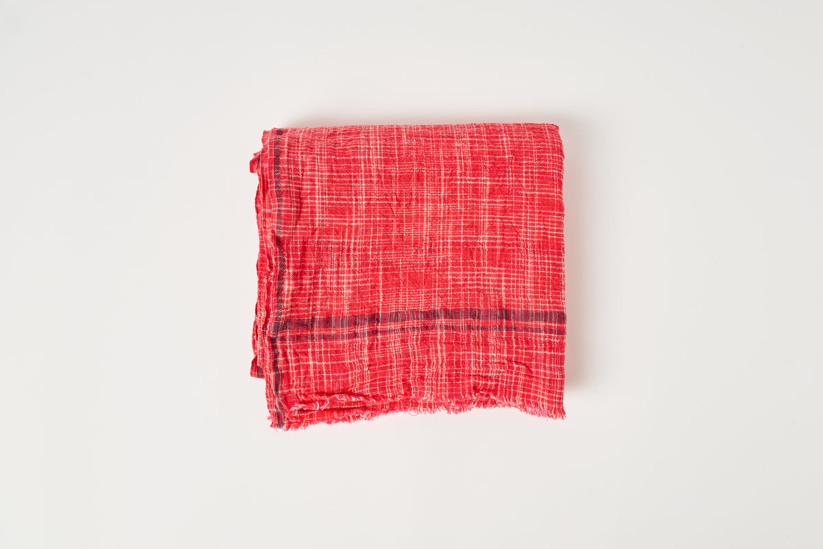 Red checkered fabric on a white background