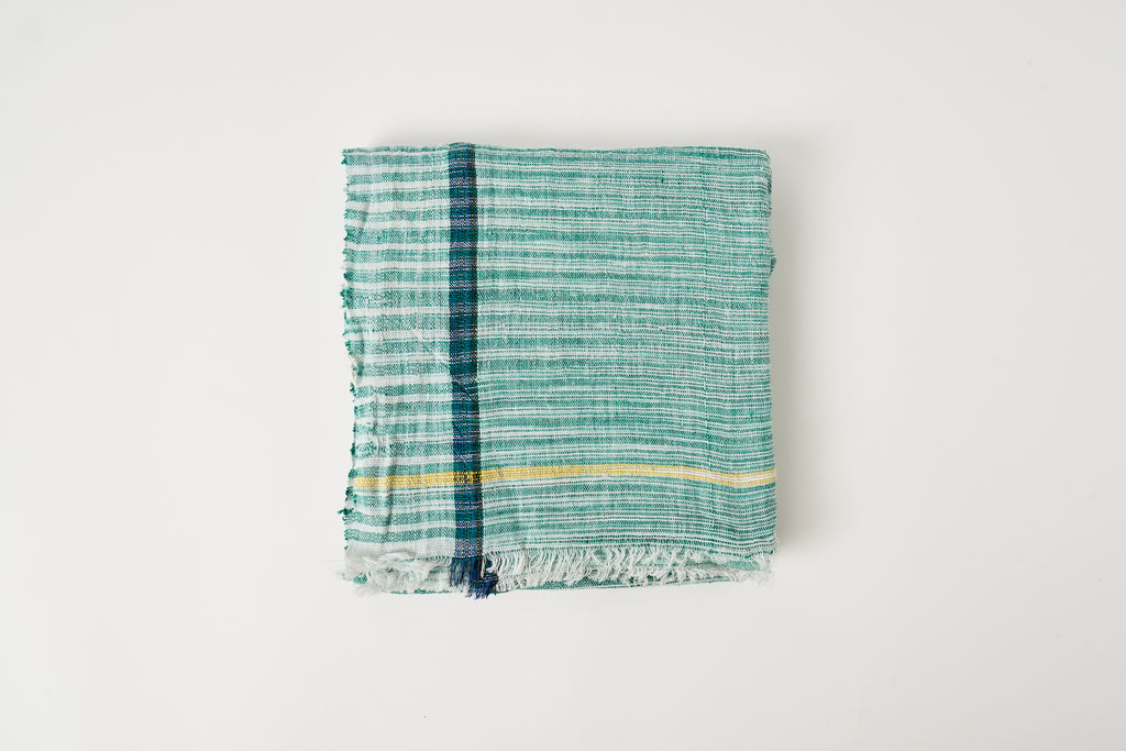 Rustic Towel in Green/Blue Stripe