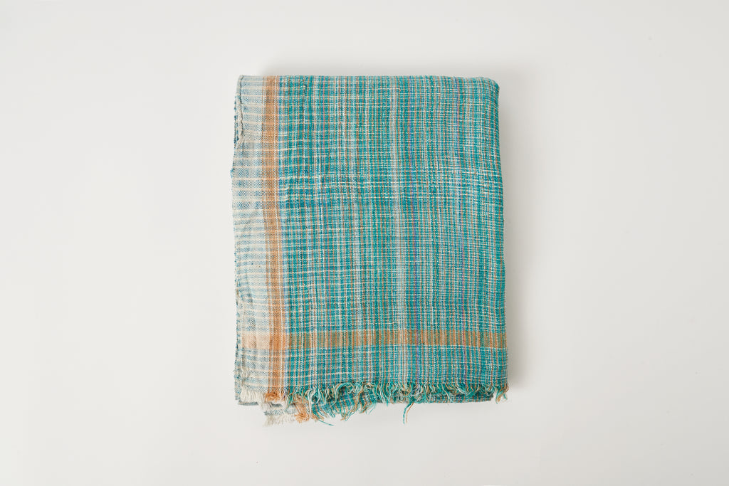 Rustic Towel in Green/Orange Stripe