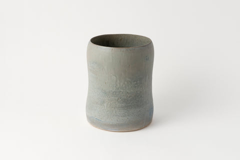 Wide Blue Ash Vase