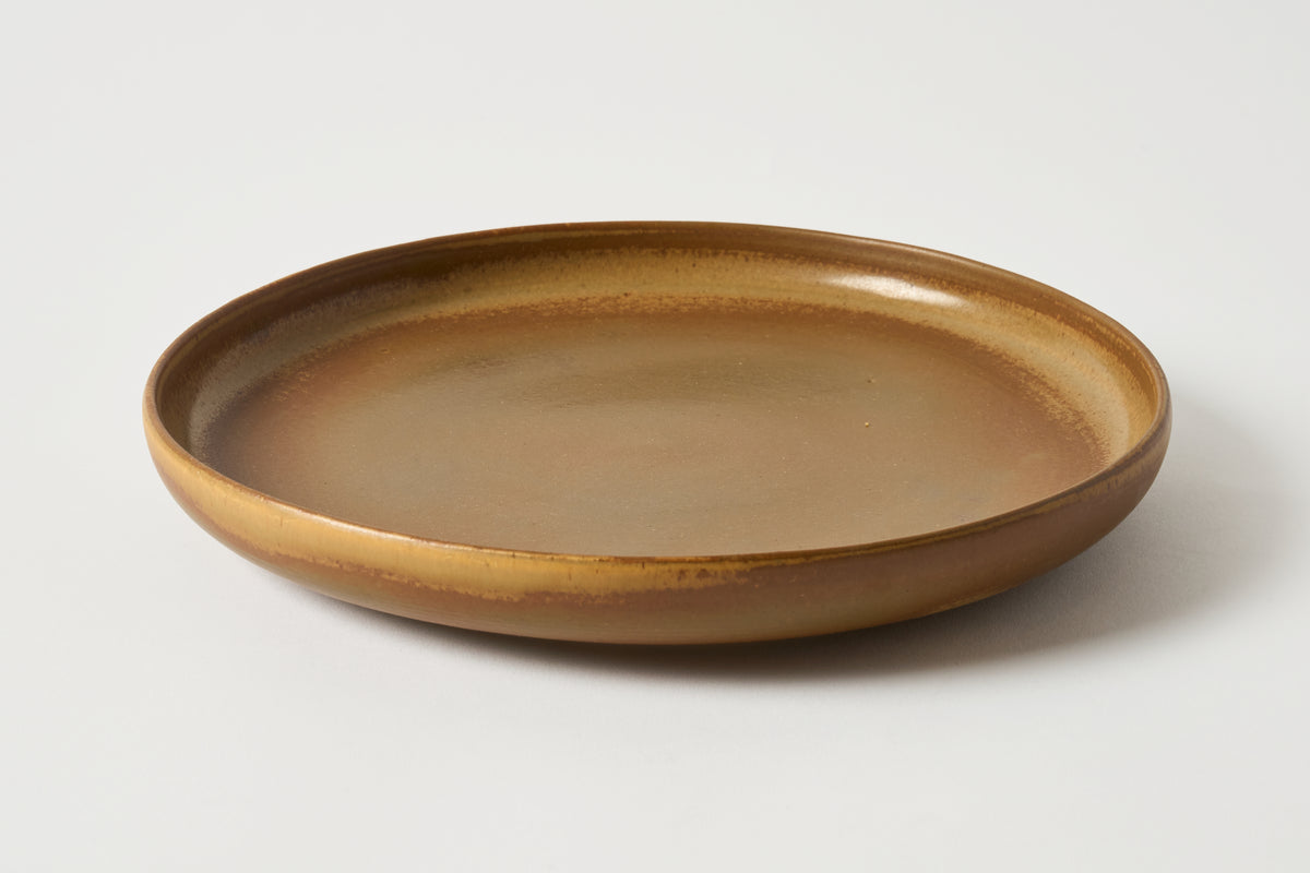 Brown ceramic plate on a white background