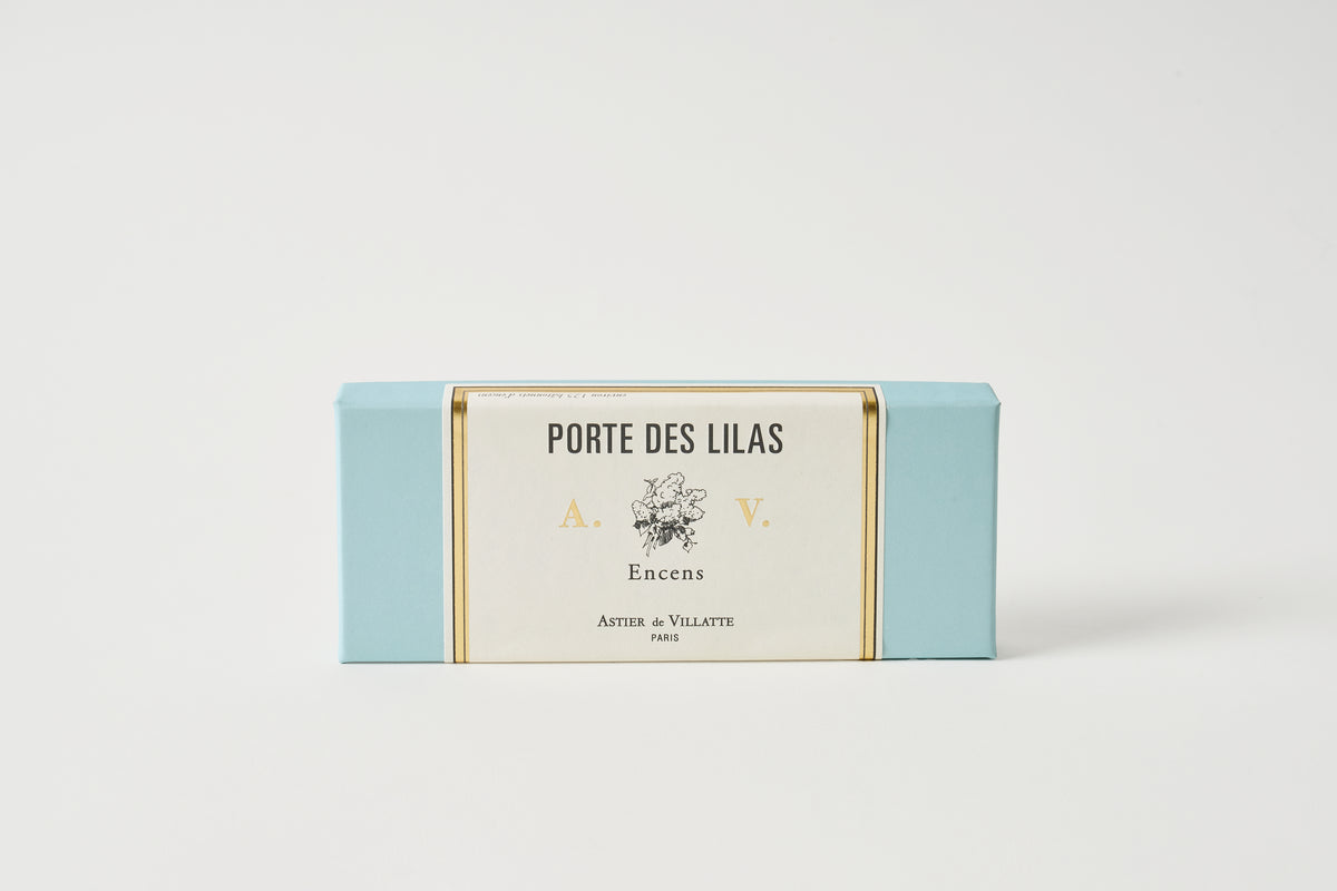 Porte des Lilas incense packaging on a white background