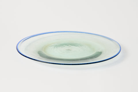 Glass Platter with Blue Rim