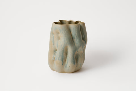 Blue Green Ash Wavy Vase