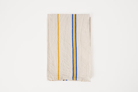 Vintage Tea Towel - Yellow/blue Stripes