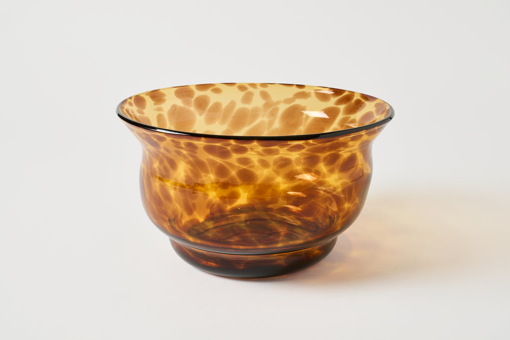Hand-Blown Tortoiseshell Art Glass Bowl