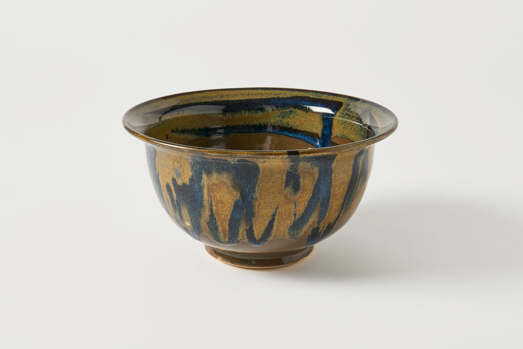 Studio Pottery Blue and Brown Glazed Bowl