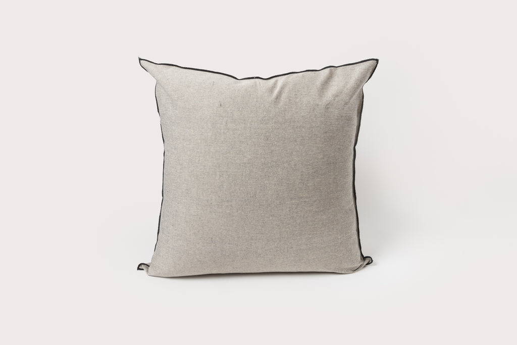 Pale Black with Black Overlocking 20 x 20 Pillow