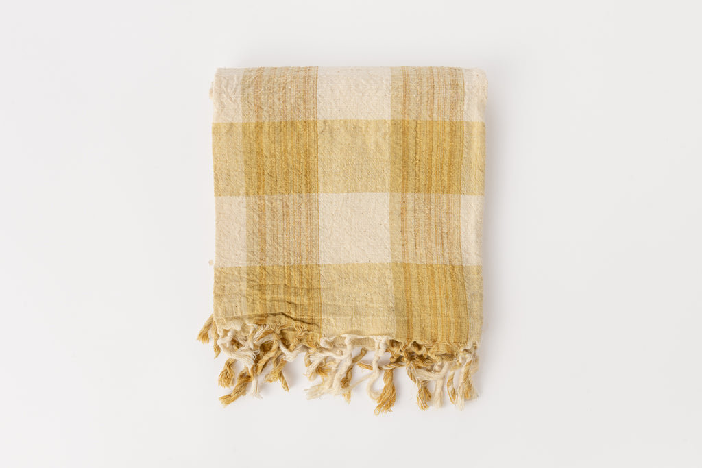 Gold Natural Dye Check Kitchen Towel