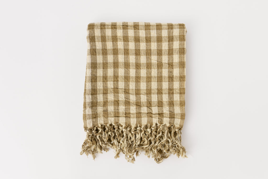 Green Natural Dye Check Kitchen Towel