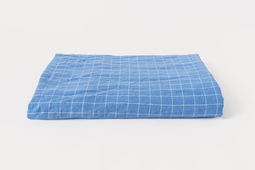 Blue School Checks Tablecloth 63 x 118