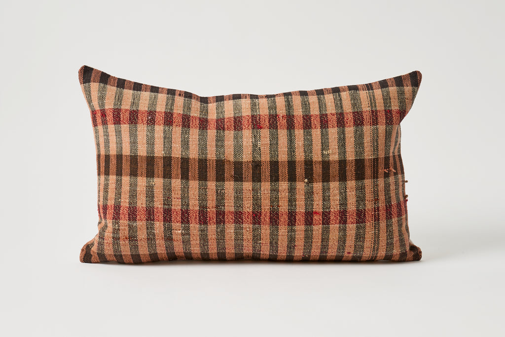 Vintage Grain Sack Lumbar Pillow Brown/Red