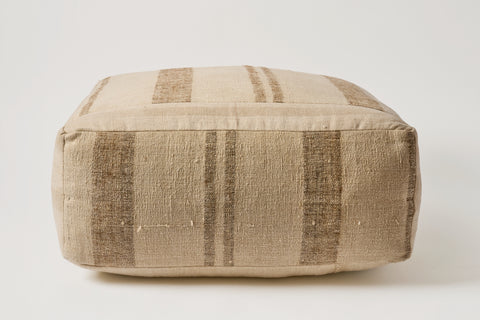 Vintage Grain Sack Pouf F.
