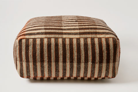 Vintage Grain Sack Pouf D.