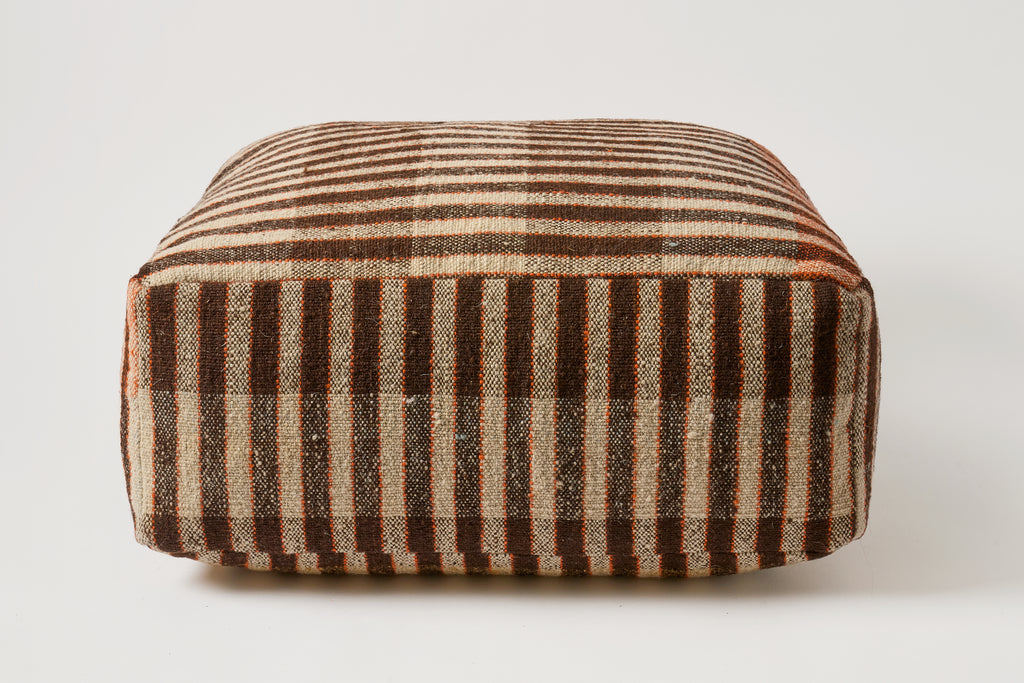 Vintage Grain Sack Pouf D.