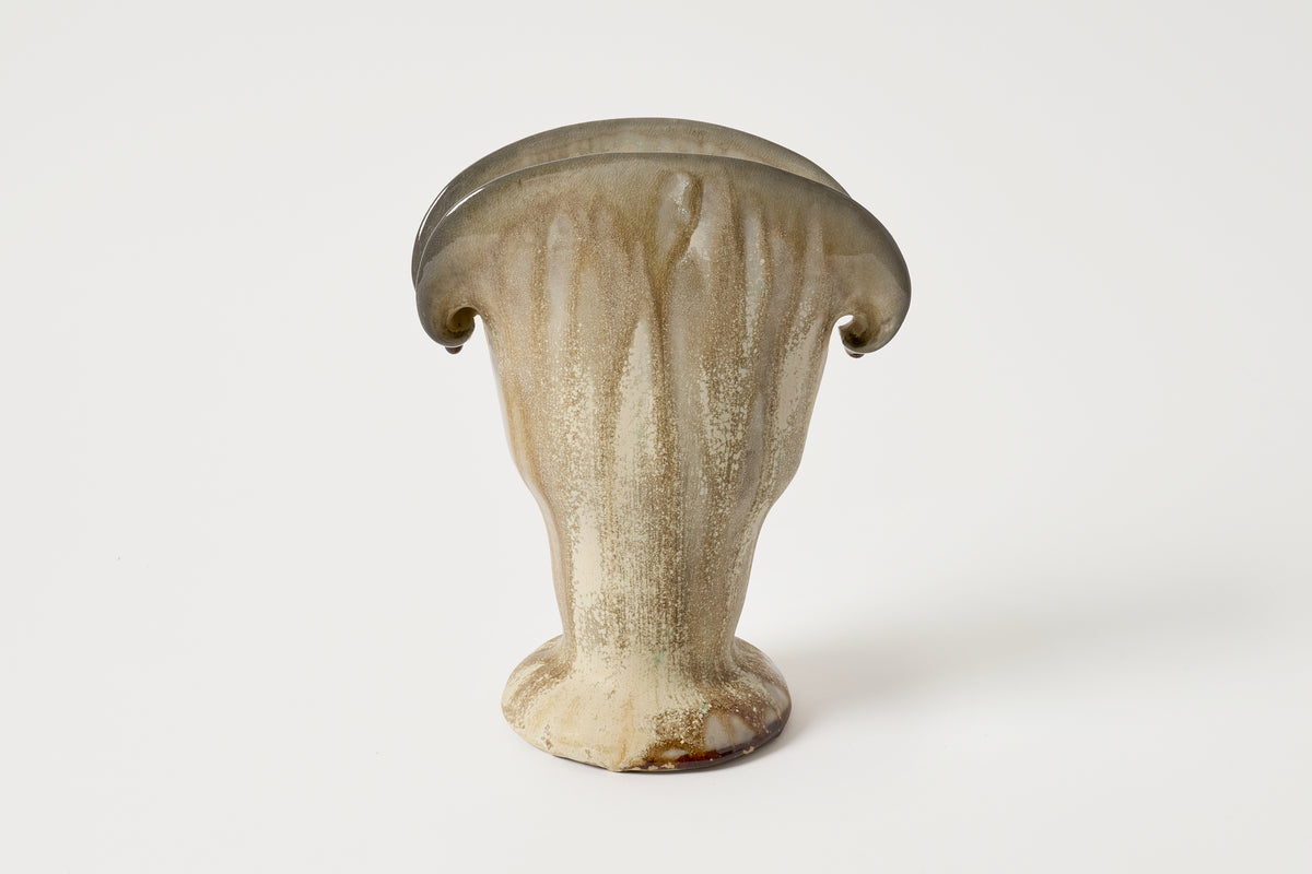 fan shaped vase in grey glaze 