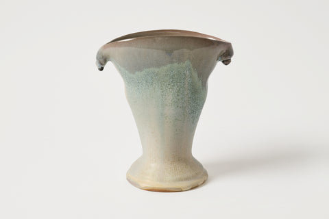 Pedestal Fan Vase Soda Blue Sparkle