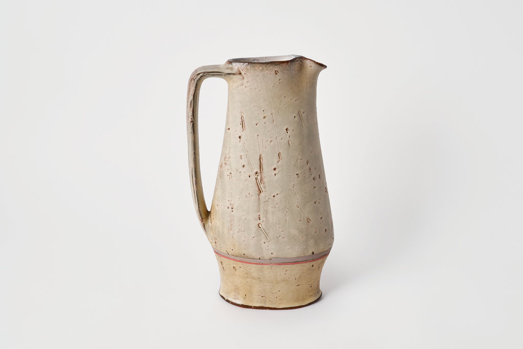 Oval Pitcher with Pink and Gray Stripes