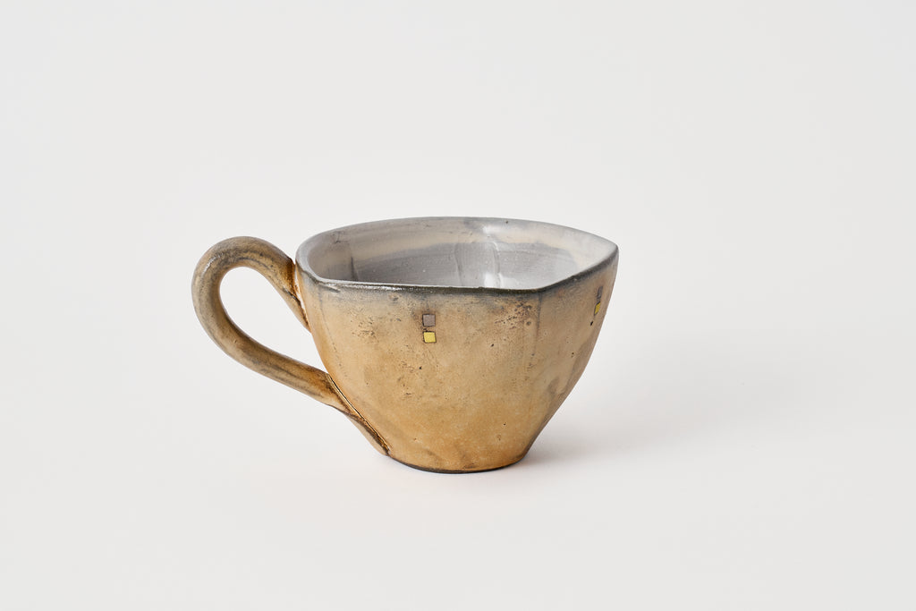 Mug with Blue and Yellow and Gray Squares