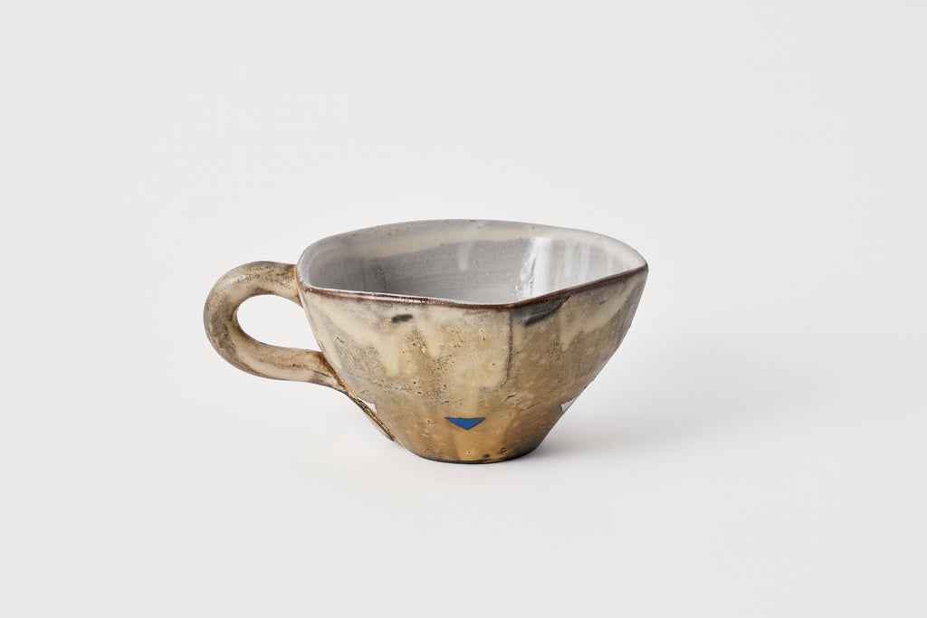 Mug with Blue Triangles A.