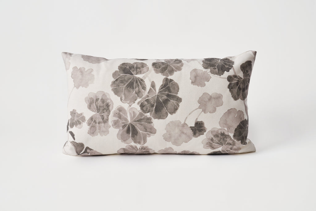 Geraniums in Gray Pillow 12 x 20