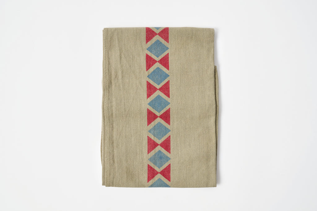 Vintage Tea Towel - Sage/Triangles