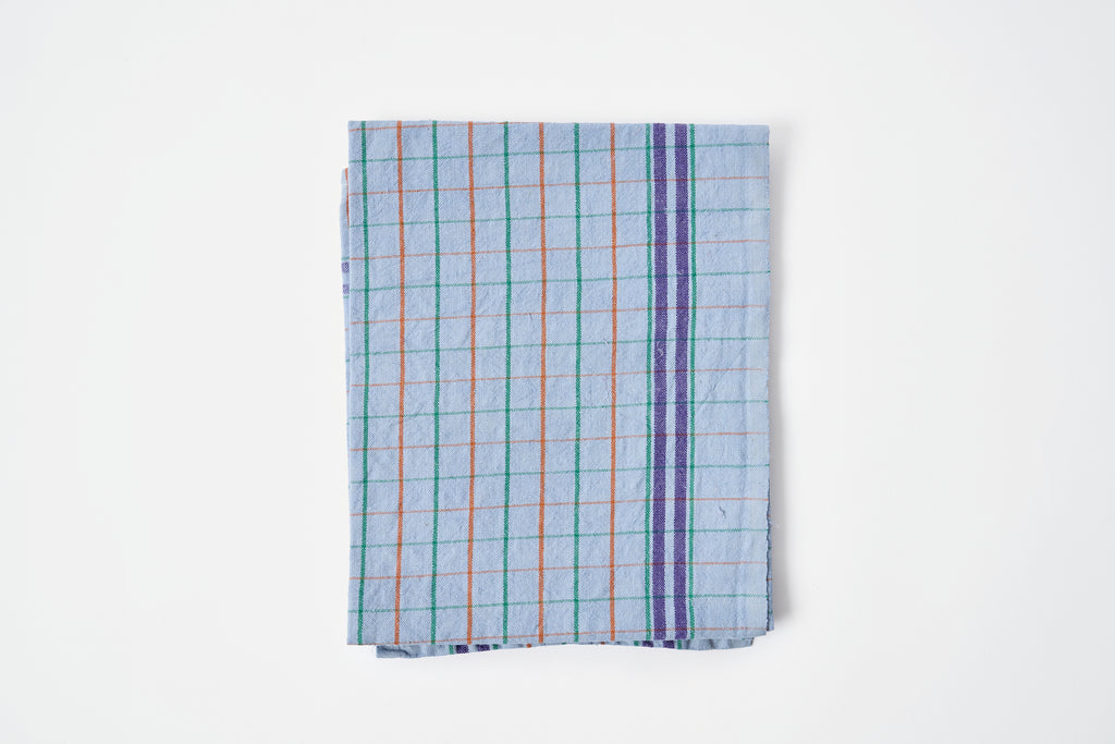 Vintage Tea Towel - Blue Grids