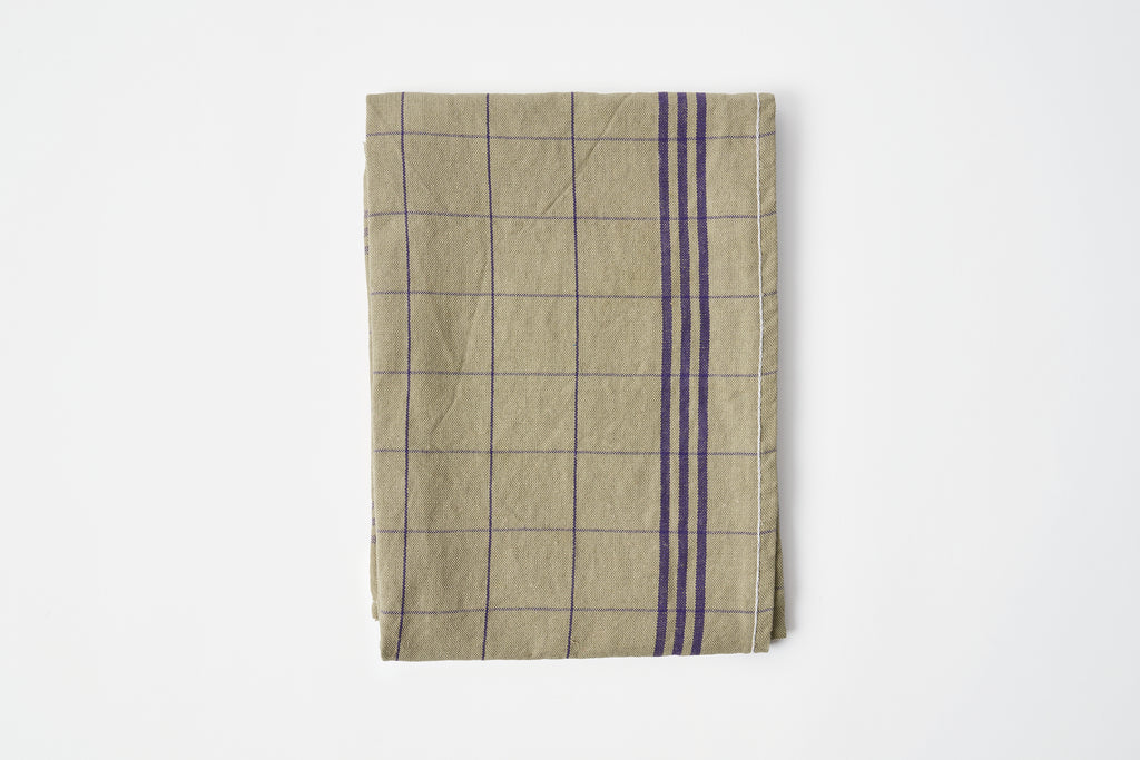 Vintage Tea Towel - Sage/Grid