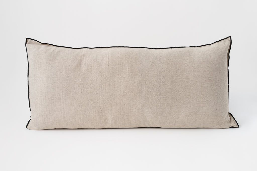 Pale Brown with Black Overlocking 14 x 32 Cushion