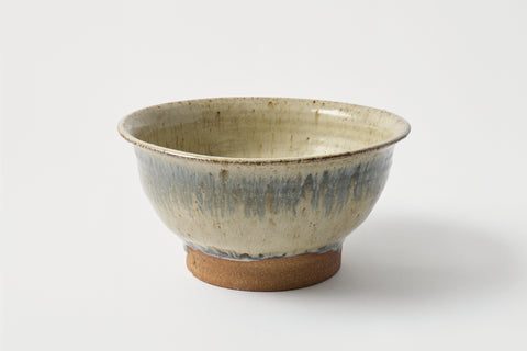 Mid-20th Bowl with Oatmeal & Blue-Gray Drip Glaze