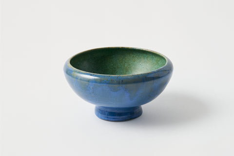 Blue Green Pedestal Bowl by Pewabic Detroit Pottery