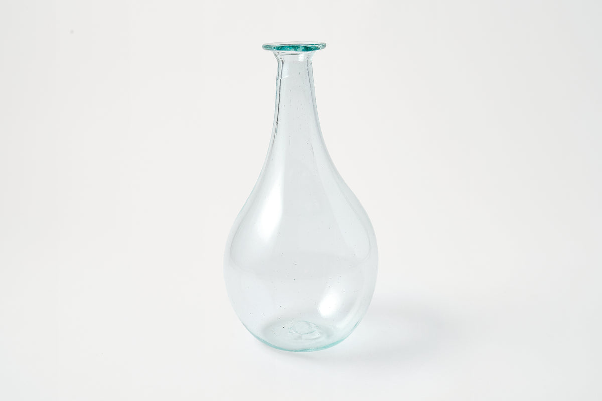 Clear glass vase on a white background