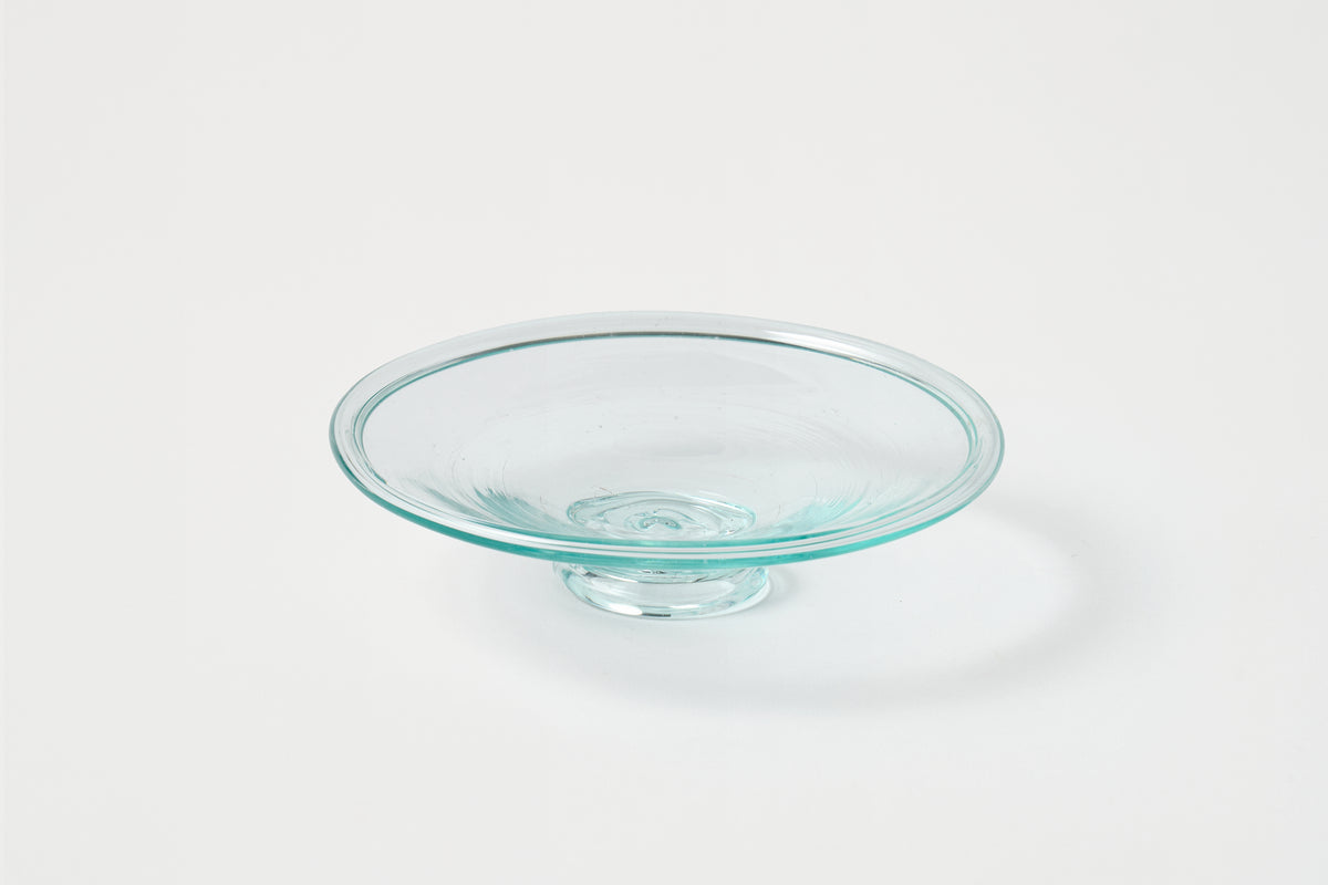 Clear glass bowl on a white background