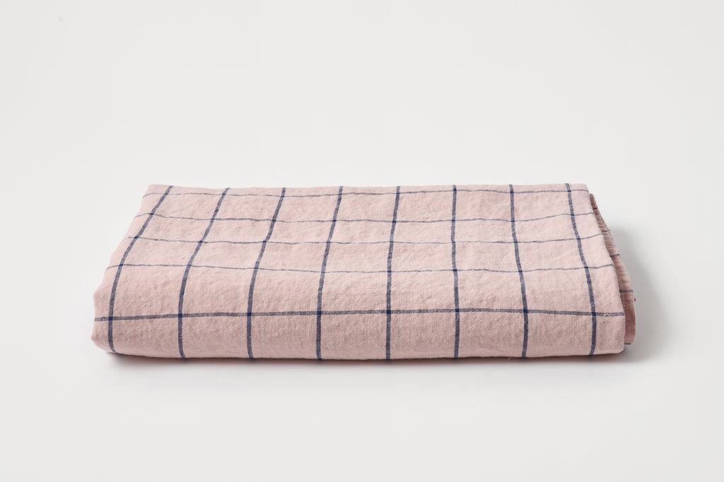 Pale Pink Check 63 x 118 Tablecloth