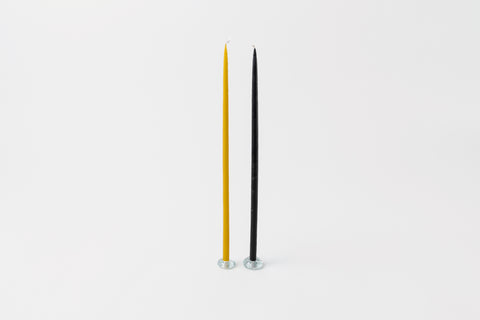 Thin Beeswax Candle Pair, Black