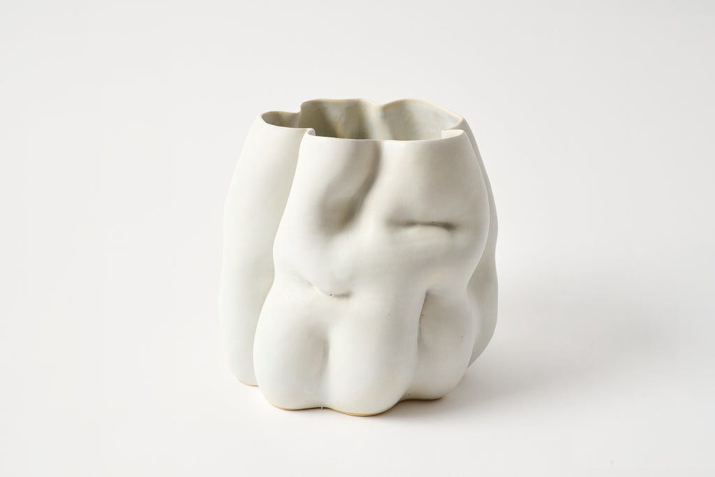 Big White Pinch Vase