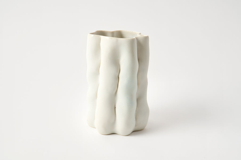 Thin White Pinch Vase