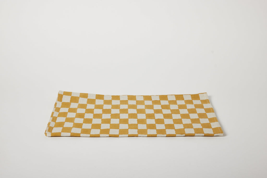 Divya Hand Blocked Table Runner Mustard